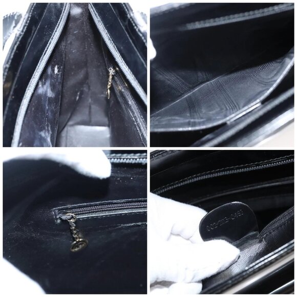 GUCCI Shoulder Bag Enamel Black Gold - Picture 14 of 16